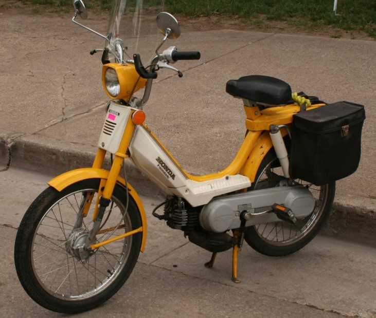 a traditional moped